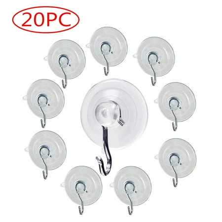 

Bathroom Shower Plastic Suction Cup Hooks Combo-Set of 20 Clear