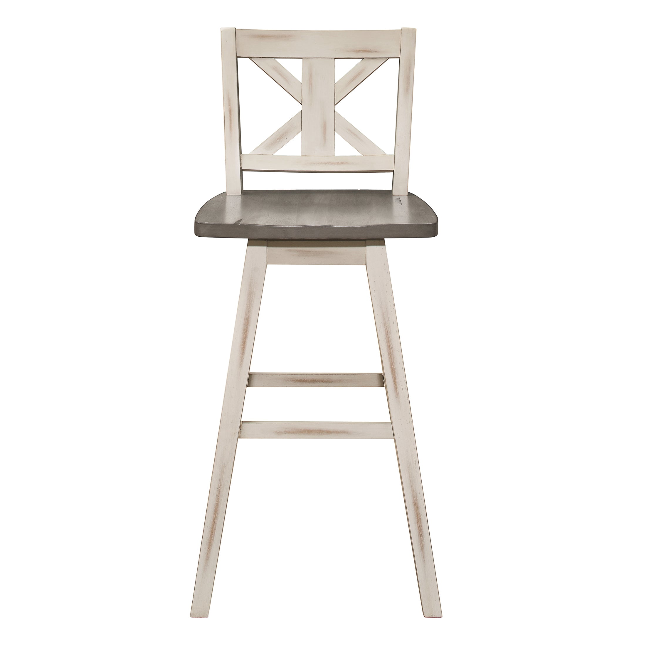 OakvillePark Roscoe Swivel Pub Height Barstool (Set of 2), White/Gray