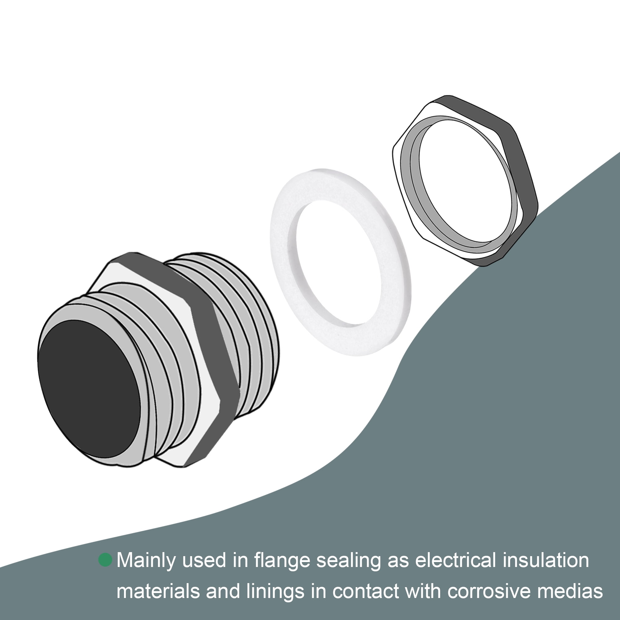 Unique Bargains Polytetrafluoroethylene Flat Washers OD 1.18" ID 0.79" Thick 0.08"