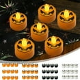 thumbnail image 6 of 12-Count Halloween LED Tea Lights - Battery Operated Flameless Candles with Timer Pumpkin Ghost Designs Safe Tabletop Decor Set(B), 6 of 7