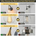 thumbnail image 5 of Black and Gold Wall Sconces Set of Two, Modern Wall Sconce Light with Clear Glass Shade,Indoor Wall Light Fixture Wall Lamps for Bedroom, Hallway, Bathroom, 5 of 9