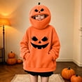 thumbnail image 5 of Yeaiivve Cute Hoodies for Kids Halloween Novelty Graphic Pullover Hoodie Oversized Pumpkin Zipper Hooded Sweatshirts Boys Girls Kangaroo Pocket Hoodies Orange 5 Years, 5 of 8