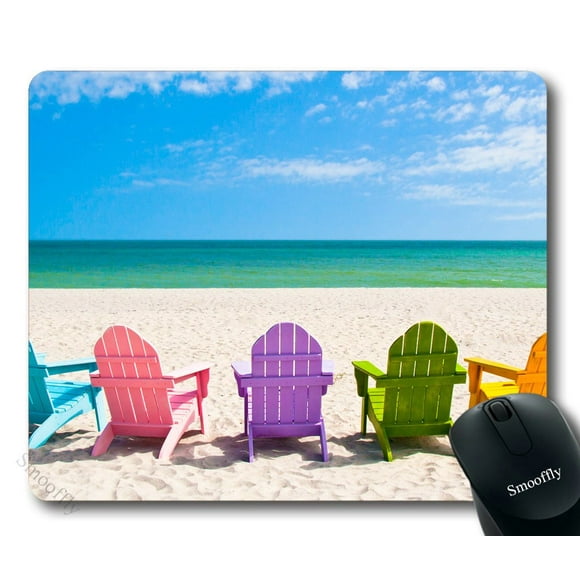 Smooffly Gaming Mouse Pad Custom,Adirondack Beach Chairs on a Sun Beach Holiday Vacation Travel House Mouse Pad