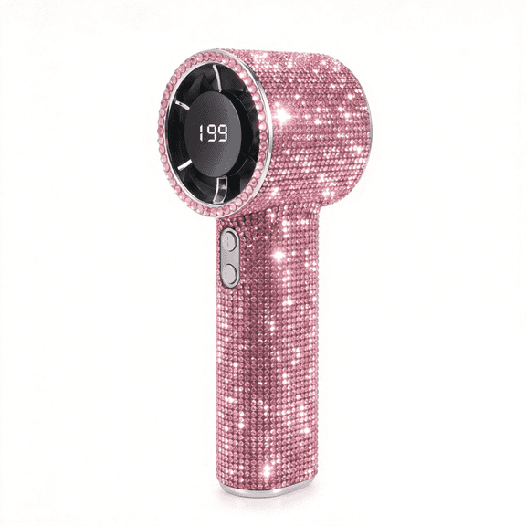 Portable Handheld Turbo Fan - Fashion Full Diamond 1800mAh USB Rechargeable Personal Battery Operated Mini Small Pocket Mini Fan for Travel/Outdoor/Vacation/Beach/Outdoor Activities