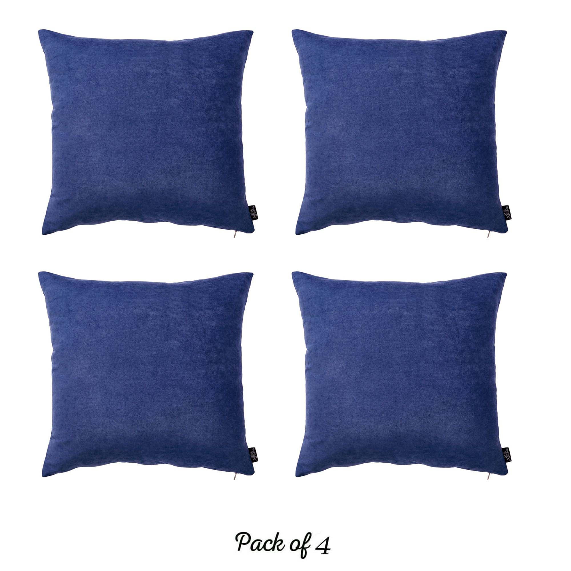 MIKE & Co. NEW YORK Honey Set of 4 Decorative Throw Pillow Cover Solid Color Navy Blue 20" x 20"