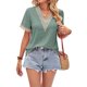 thumbnail image 2 of Lucakuins - Camisetas informales de verano para mujer, manga corta, cuello en V, color de contraste, camisetas holgadas Lucakuins  moda, 2 of 8
