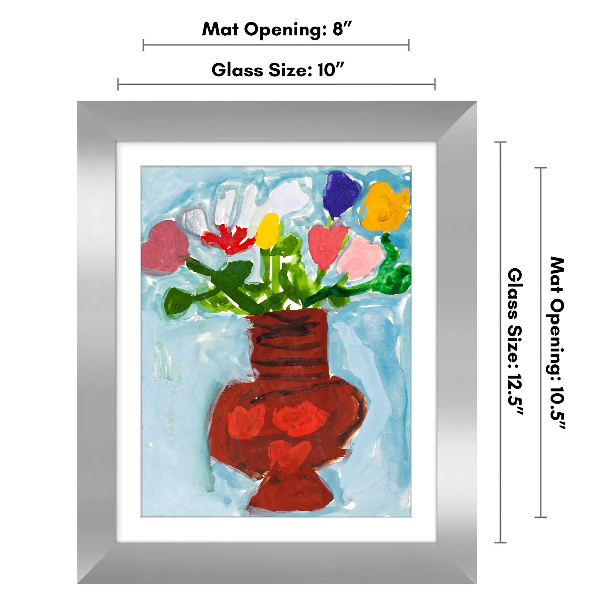 Americanflat 10x12.5 Kids Art Frame with 8.5x11 Mat Holds 100 Art Pieces Magnetic Letter Size Display Mini - Silver