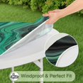 thumbnail image 5 of Green Marble Color Flow Pattern Round Fitted Tablecloth with Elastic Edge,Dining Table Cover Waterproof,Outdoor Round Tablecloth for Camping,Dining,Indoor and Outdoor, 5 of 7
