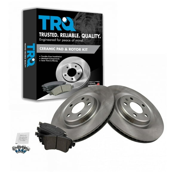 TRQ Rear Brake Pad & Rotor Kit Brake Pads Brake Rotor Ceramic Fits Select 2017-2018 Audi A4 2017-2019 A4 allroad A4 Quattro 2018-2019 A5 Quattro A5 Sportback 2018 Q5 S4 S5 S5 Sportback