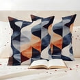 thumbnail image 3 of Navy Blue Burnt Orange Outdoor Waterproof Pillow Covers, Geometric Retro Abstract Decorative Square Throw Pillowcase Sofa Cushion Sham for Patio/Couch/Chair, 20"x20" 2 Pack, 3 of 8