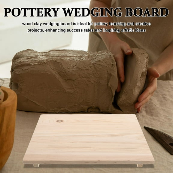 Homoyoyo Ceramic Clay Wedging Board Wood Khaki Drying Board for Pottery Sculpting Craft Accessories 1 Set