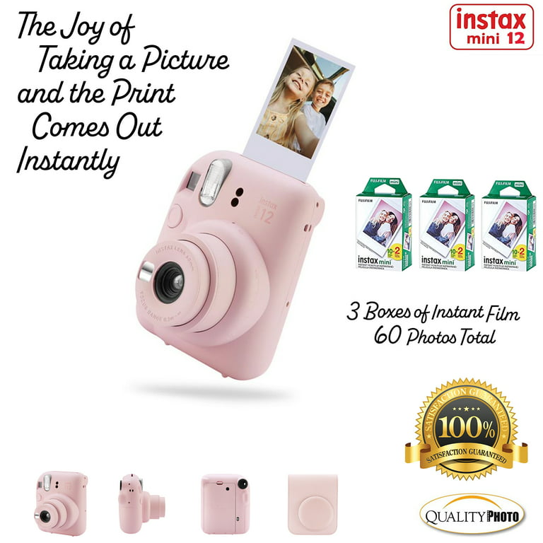 kit with Album 12 Stickers, More Films, Decoration Instant 60 Fujifilm Photo Mini Accessory Case, Camera Frames, Pink) (Blush Instax and Fuji