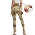 thumbnail image 3 of SCRAWLGOD Golf Yoga Legging with Skirts for Women Non See-Through Stretchy Running Skirted Leggings Comfortable Active Skorts for Beach Hiking Gym, Sunflowers American Tribal Brown Beige, 3XL, 3 of 7