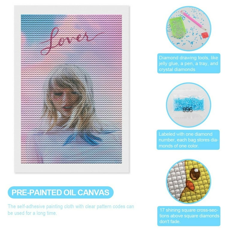 Taylor Swift Diamond Painting Kits for Adults Diamond Art Gem Art Painting  Full Drill Round Art Gem Painting Kit for Home Wall Decor 8x12 