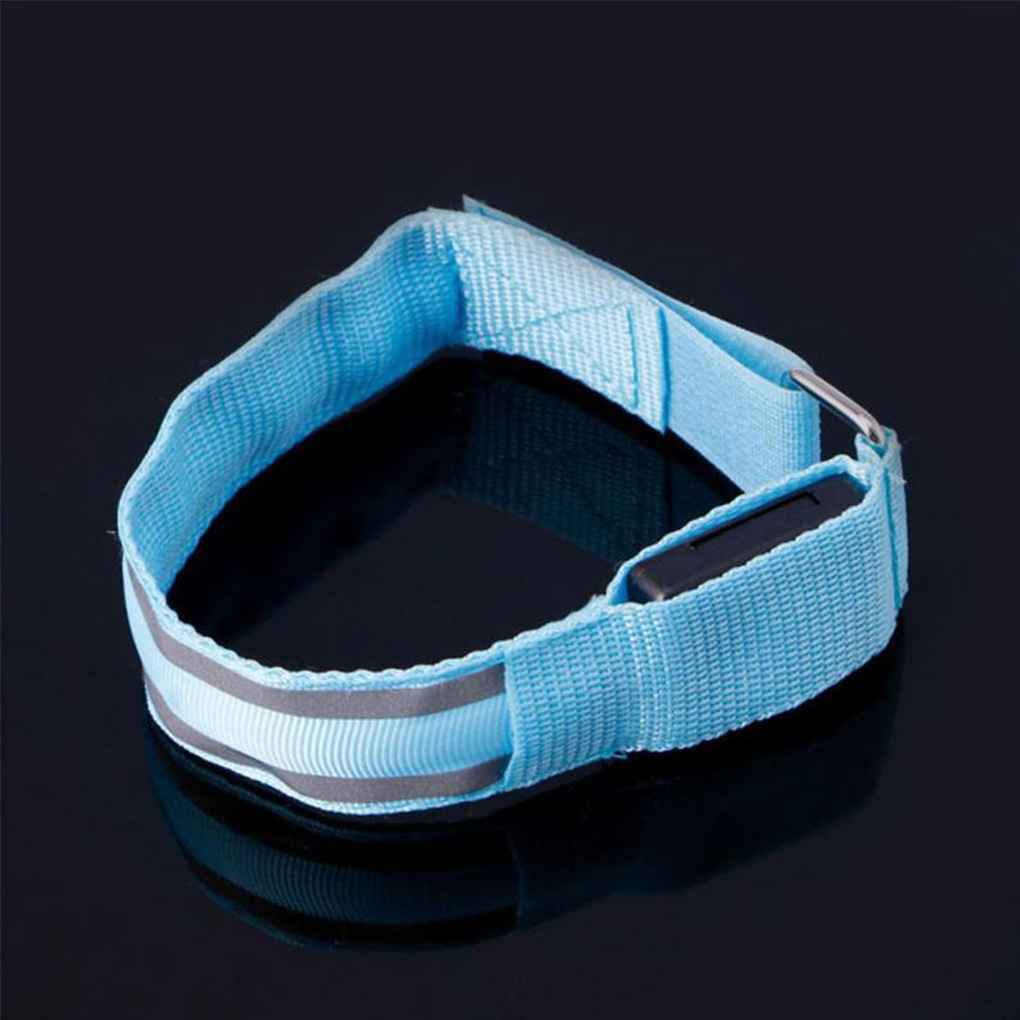 Blue Reflective Safety Arm Band Light Up Cycling Jogging Running Hiking Sport 