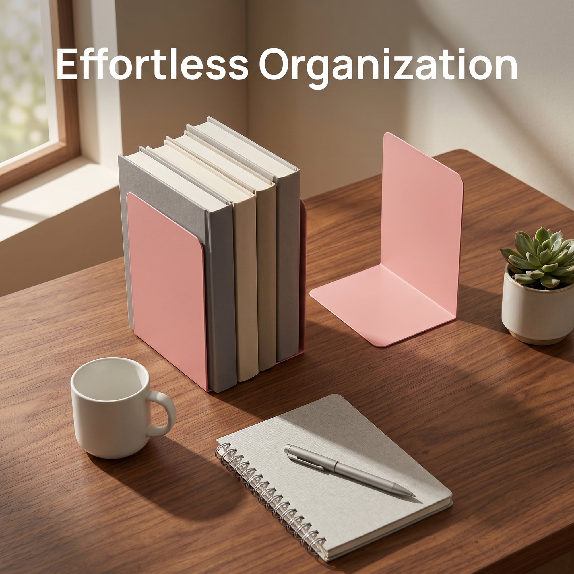Unique Bargains Expandable L-Shaped Bookends with Compartments Home 2 Pcs Taoyao Pink 5"L x 3.2"W x 6.6"H