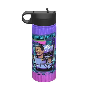 Skibidi Toilet Insulated Stainless Steel Wide Mouth Water Bottle with Flex Straw Lid for kids Sports School and Travel 18oz Cute Thermos Reusable Leak Proof