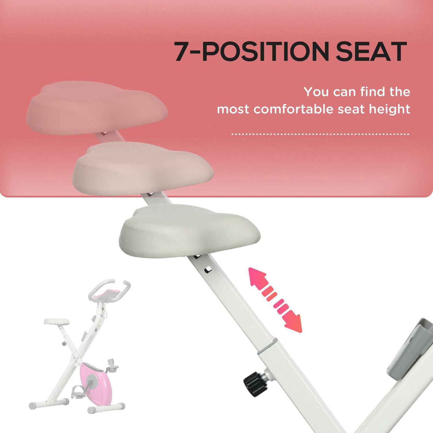 Soozier Foldable Exercise Bike with 8-Level Magnetic Resistance, Pink