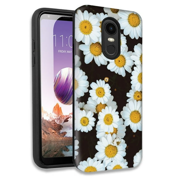 Mundaze Cute Daisy Flower Double Layer Hybrid Case Cover For LG Tribute Dynasty/Aristo 2/Aristo 3 Plus