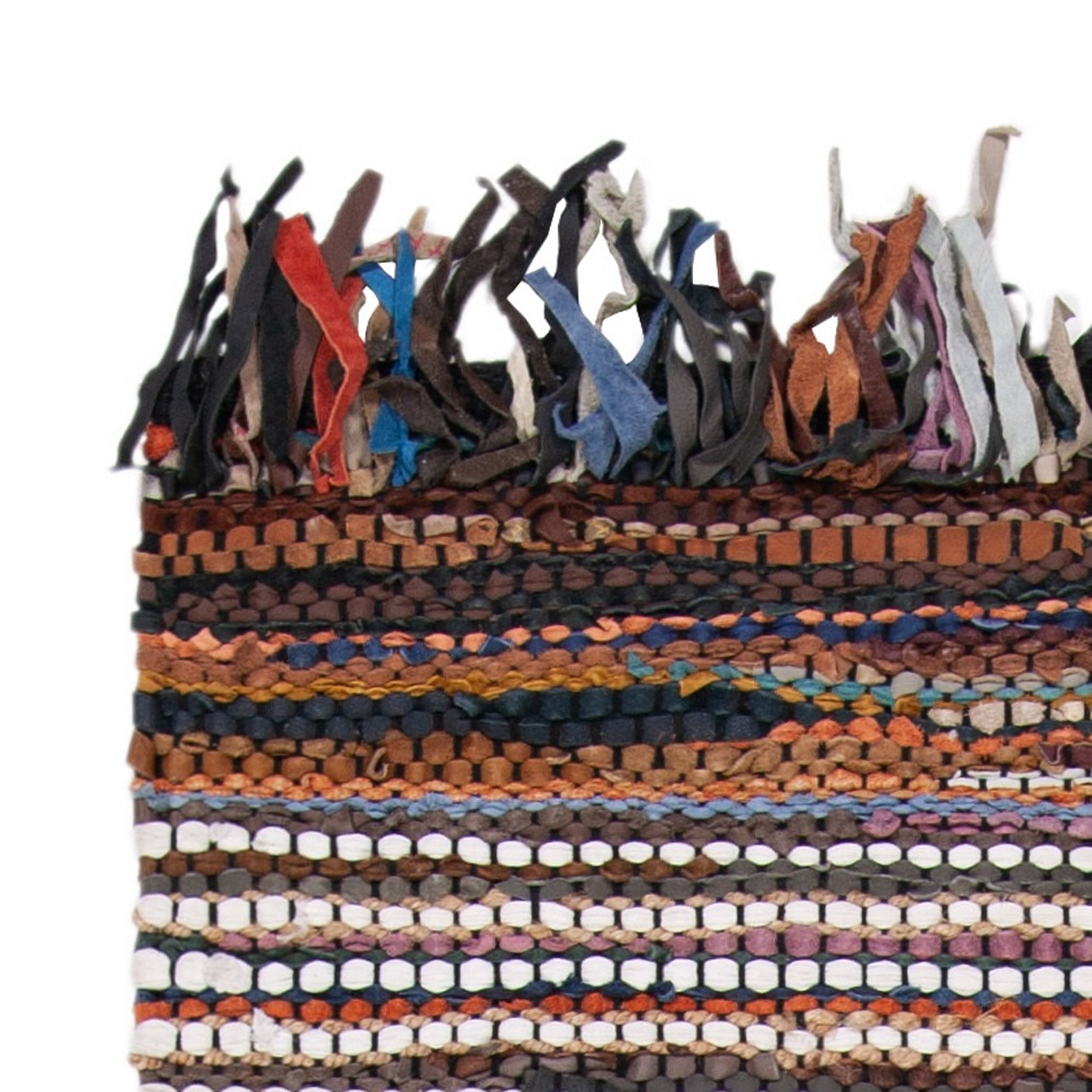SAFAVIEH Vintage Leather Aaron Stripe Fringed Runner Rug, Multi, 2'3" x 9'