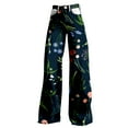 thumbnail image 4 of QIJUNTUO Wide Leg Pant Vintage Floral Print High Waisted Straight Stretch Pants With Pockets Straight Leg Pants for Women Navy, 4 of 4