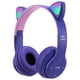 thumbnail image 1 of Auricular Con Oreja Gato Dibujos Animados Con Flash Y Micrófono Compatible Con (púrpura), 1 of 6