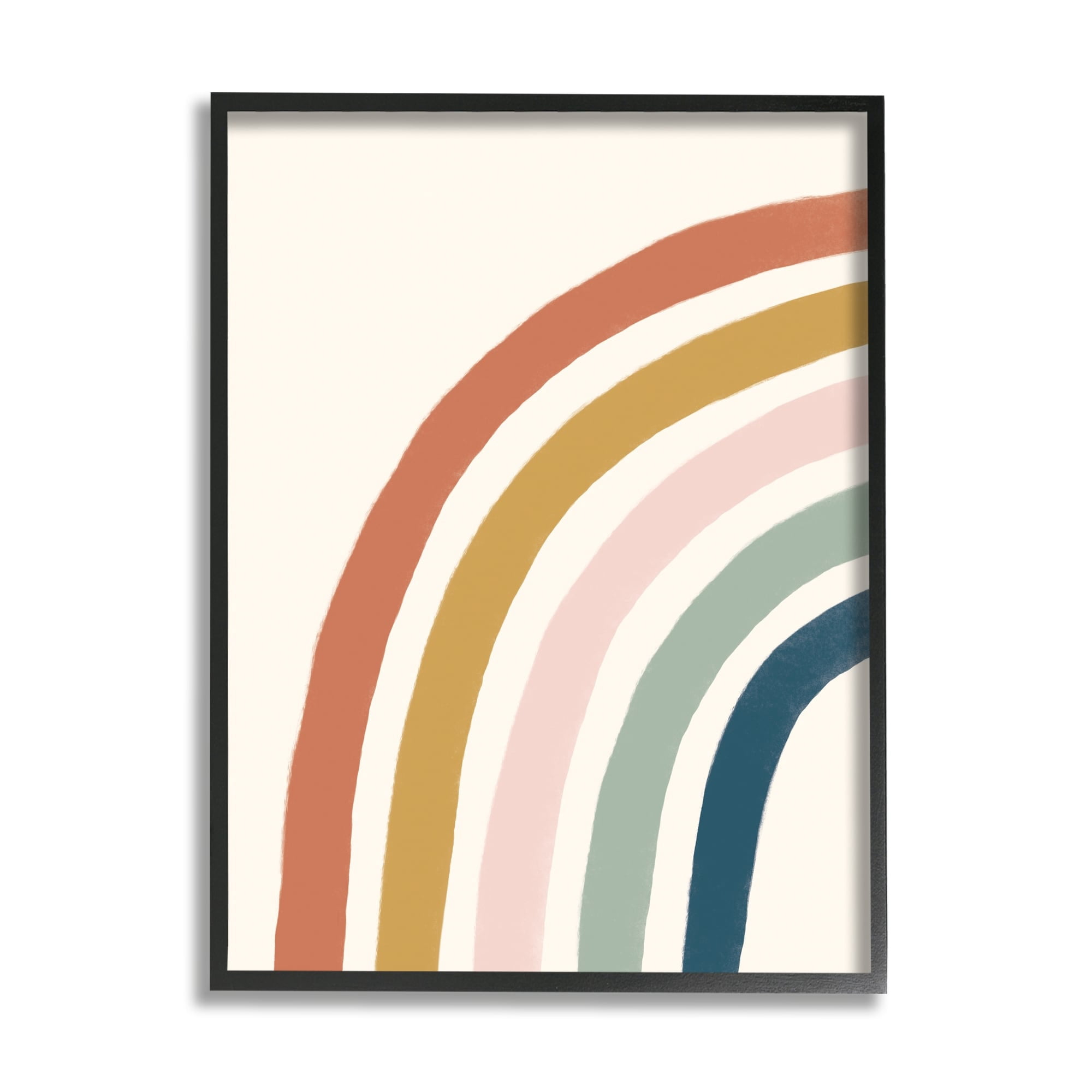 Stupell Industries Half Arch Children's Rainbow Boho Toned Stripes Graphic Art Black Framed Art Print Wall Art, 24x30, by Deborah Curiel