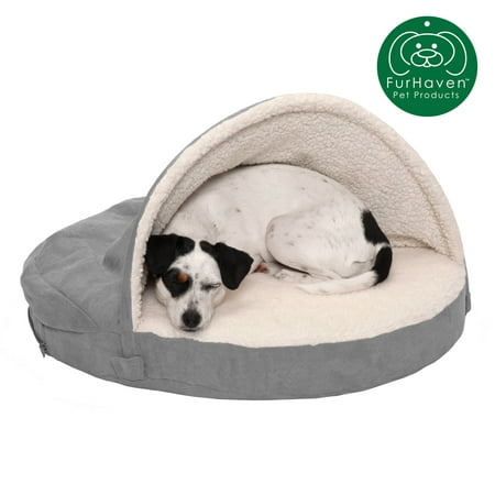 FurHaven Pet Products Orthopedic Burrow Pet Bed for Dogs & Cats, Gray, 26-Inch