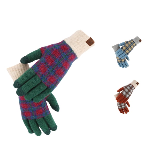 Daznico Winter Gloves, Japanese Style Knitted for and Winter Lined Thermal Warm Touchscreen Five Finger Design for Outdoor Riding Skiing and Daily Use