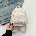 thumbnail image 5 of Back-to-School Floral Mini Backpack 8.3 inch, Multi-Pockets Portable Travel Backpack Purse, Small Backpack for Women (White), 5 of 10