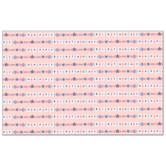 CounterArt "Friendship Bracelet Birthday" 24-Pack Reusable Premium Paper Placemats