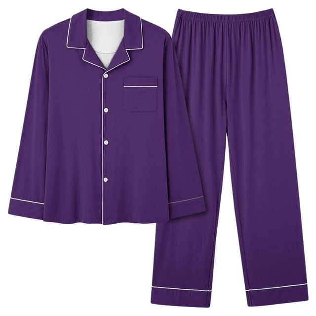 2025 Pyjama Décontracté pour Femmes à Col en V, Pyjama pour Femmes avec Poche, Couleur Unie, Hauts de Pyjama Longs pour Femmes, Pyjama