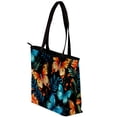 thumbnail image 3 of Butterfly Canvas Leather Mix Tote Bag - Twill Sponge Jeanette Hand-held Shoulder Bag 30x10.5x39cm/11.8x4.1x15.4in, 3 of 5