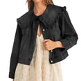 thumbnail image 2 of Women Casual Denim Jacket Long Sleeve Collared Shirt Coat with Pockets, 2 of 6