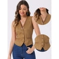 thumbnail image 2 of DARING DIVA Women's Vintage Suit Waistcoat V Neck Faux Suede Jacket Vest L Light Brown, 2 of 6