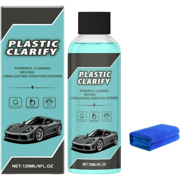 Plastic Clarify for Cars, Waterless Spray Wax, Plastic Rubber Leather Restorer for Cars 120 Ml, Automotive Plastic Refurbisher for Car Plastic, All-in-One Detailer for Car Interiors & Exterior (1)