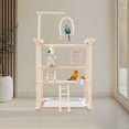 thumbnail image 3 of Bird Playground, Beech Wood Parrot Stand Parakeet Playground Cockatiel Stands Rack Bird Perch Stand with 3 Ladders A Swing A Tray and Feeder Cups for Most Mid-Sized and Small-Sized Birds, 3 of 8