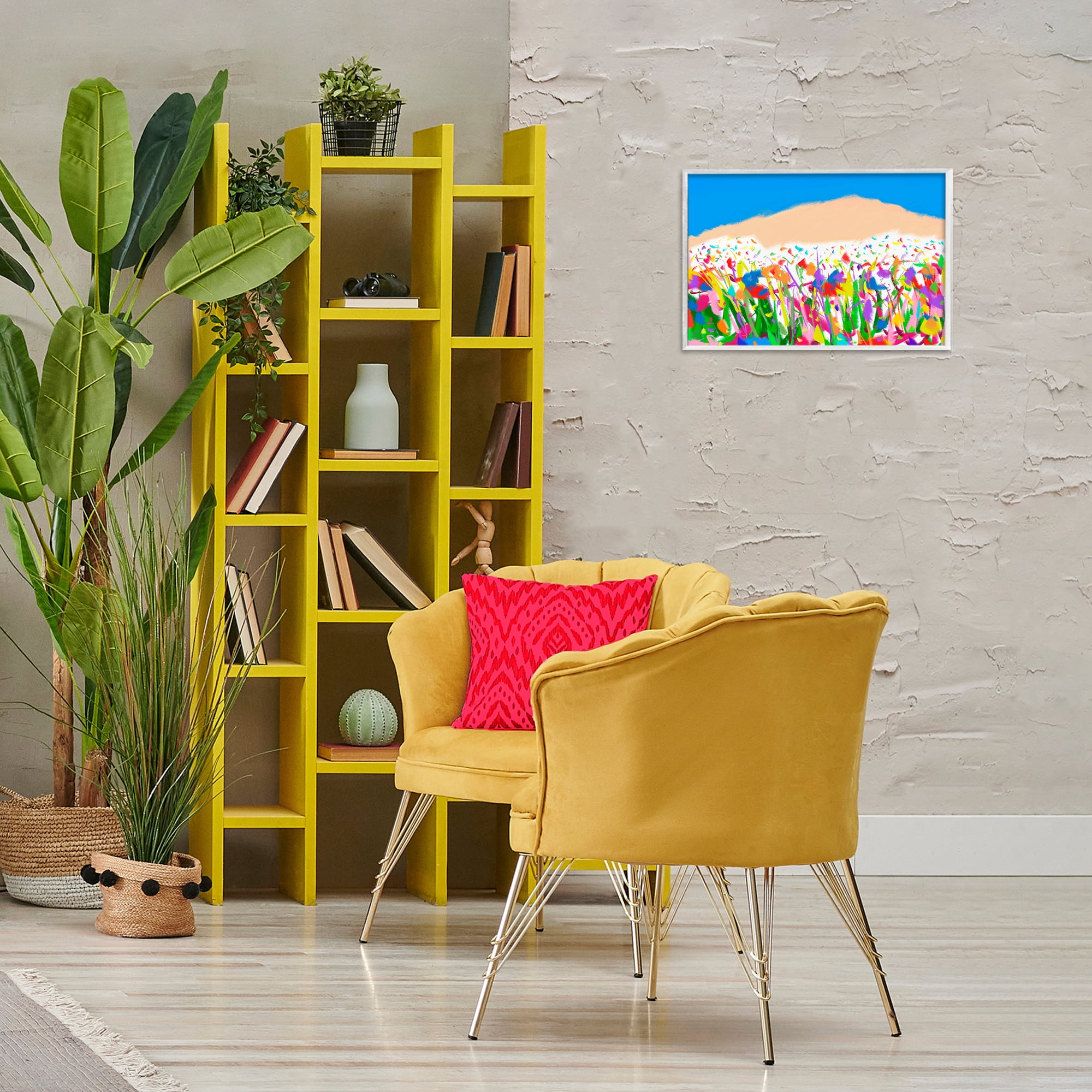 Stupell Industries Joyful Landscape Abstraction Landscape Painting White Framed Art Print Wall Art, 18 x 12