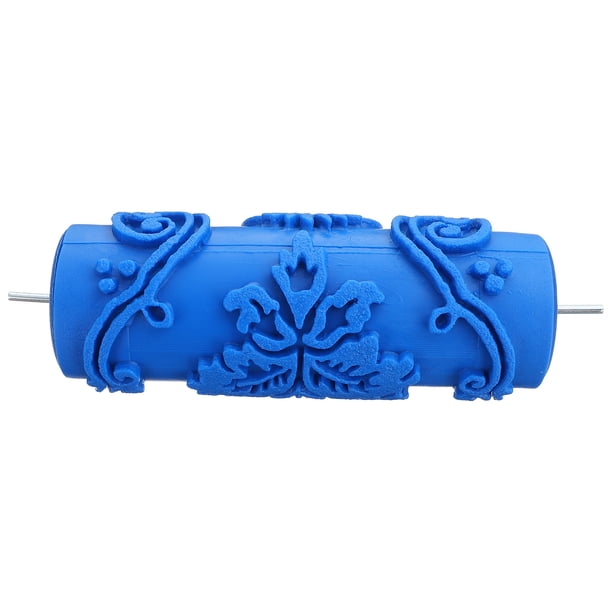 GOOHOCHY 5 pulgadas de bricolaje decoración de la pared Relieves del patrón de flor del rodillo de pintura la pintura del rodillo (azul)