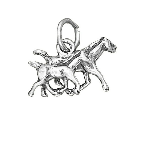 Sterling Silver 16" Unisex 1.5mm Box Chain Small 3D Mare Colt Horse Pendant Necklace