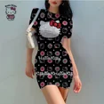 thumbnail image 2 of Vestidos elegantes con estampado de Hello Kitty para mujer, vestidos ajustados de oficina para mujer, cuello redondo, vestidos casuales de verano con estampado de dibujos animados en 3D, 2 of 2
