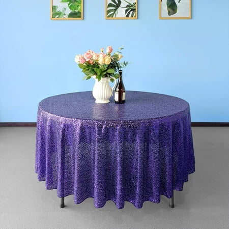 

Trimming Shop 120 - Round Sequin Tablecloth Glitter Sparkly Table Cover for Home & Dining Party Decoration Purple - 10pcs