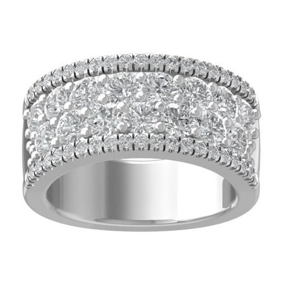 ARAIYA FINE JEWELRY 925 Sterling Silver Round-shape Diamond Anniversary Ring (2 1/3 cttw, I2-I3 Clarity, I-J Color) Size 8