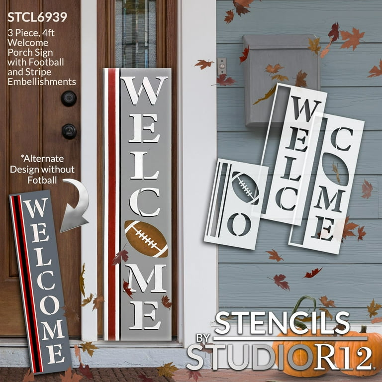 Welcome Sign Stencil, Large Letter Stencils for Painting on Wood Reusable Porch Sign and Front Door Vertical Decorating, Size: 36, As Shown