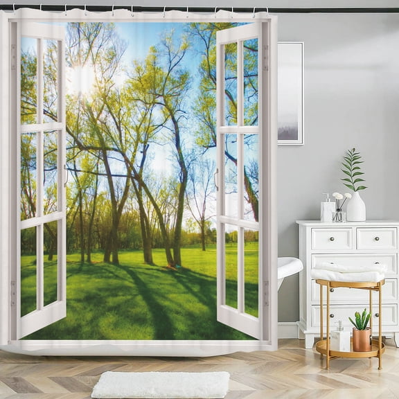 All kinds of 3D Forest landscape windows shower curtain home decoration curtains