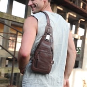 BULLCAPTAIN Chest pack,Leather Waterproof Chest Mens Leather Waterproof Buzhi Siuke
