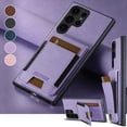 thumbnail image 6 of Compatible with Samsung Galaxy S22 Ultra Flip Wallet Phone Case with Card Holder Elastic,Magnetic Back Flip Kickstand Cover Premium PU Leather Business Classic Style Shockproof Case,Purple, 6 of 7