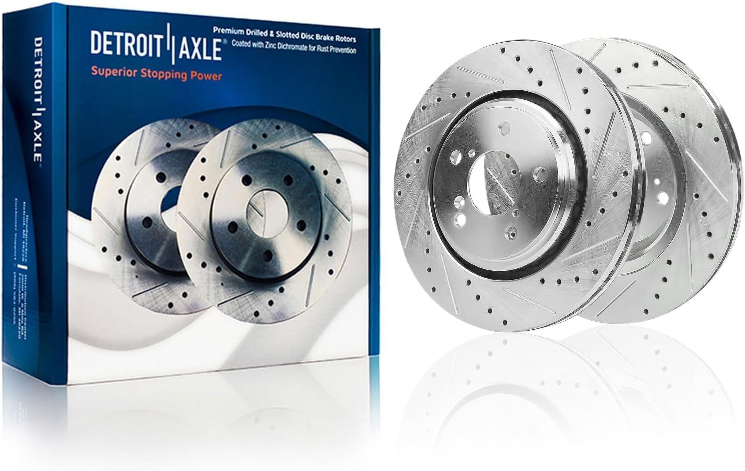 Detroit Axle - Front Brake Kit for 2018-2025 Honda Odyssey, 2019 2020 2021 2022 2023 2024 Drilled and Slotted Disc Brake Rotors Ceramic Brakes Pads with Hardware Replacement : 12.60" inch Rotor