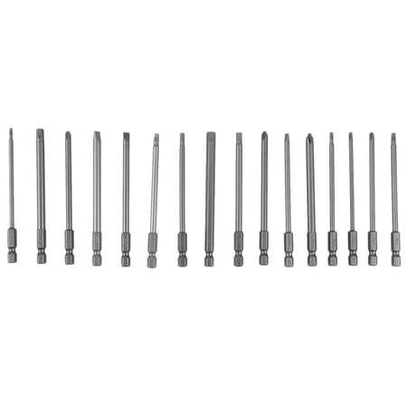 

16Pcs Long Magnetic Screwdriver Bits Set Slotted++Hex+Torx Drill Bit Set 1/4 Inch Hex 100mm Length