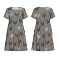 thumbnail image 3 of Bixox Robe d'Été à Manches Courtes pour Femmes Robe Ample Longueur Genou avec Poches-Coq, 3 of 7